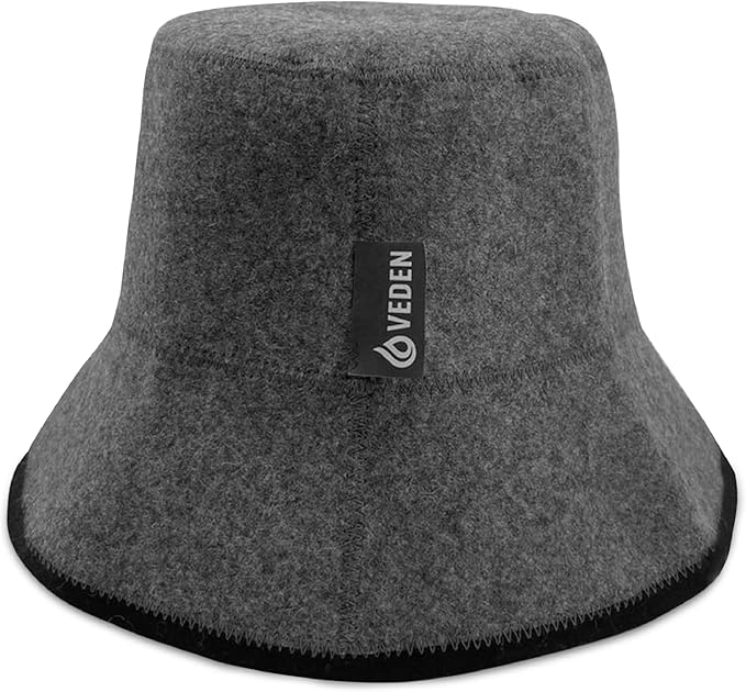 VEDEN Sauna Hat, Premium Handmade Merino Wool Sauna Cap for Men and Women,Insulating Headgear for Spa, Steam Room, Banya, Bathhouse, Comfortable, Breathable, Handmade, One Size Fits All (Grey)