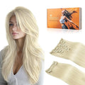 DOORES Hair Extensions Clip in Human Hair, Platinum Blonde 150g 9pcs 20 Inch, Remy Human Hair Extensions Clip in Human Hair Extensions Clip ins Real Natural Hair Extensions Straight Thick
