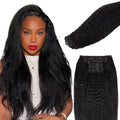 Lashey Seamless Clip in Hair Extensions Human Hair 130g 18 Inch 9pcs #1 Jet Black Kinky Straight Full Pack Clip in Hair Extensions for Women