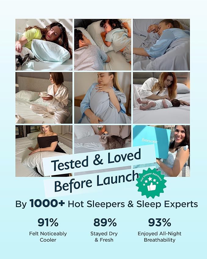 Breescape Cooling Pillow Cases King Size - BlendTek™ Dry & Cool Technology for Hot Sleepers and Night Sweats, 2 Pack Ultra Soft & Smooth Pillowcases for Hair & Skin Care, 20" x 36", Mint Green