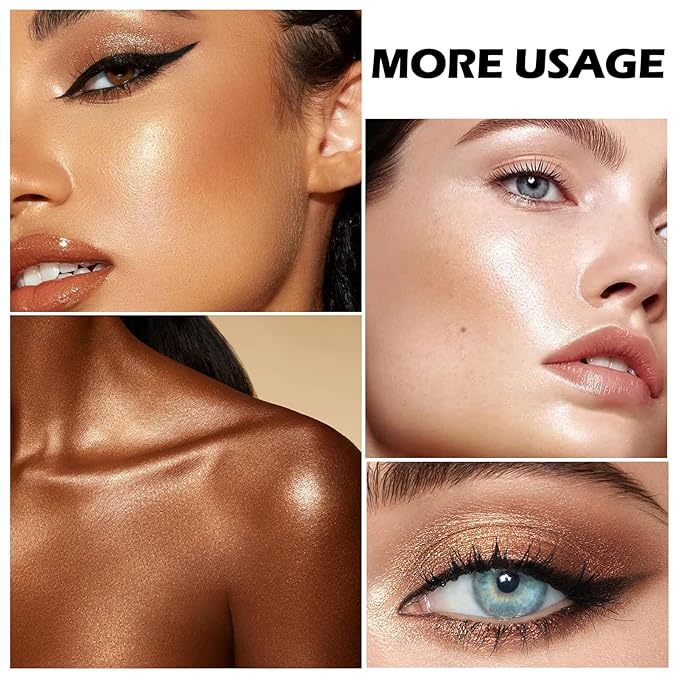 Boobeen Blush and Highlighter Palette- 4-color Metallic Shimmer Shadow Powder, Illuminator Makeup Set for Shading, Highlighting & Defining the Face