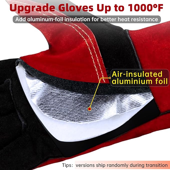 Gloves Fire Heat Resistant: 16IN 932°F Fireproof Leather for Welding Fire Pit Wood Stove Campfire Furnace BBQ Baking,Grill Oven Stick Mig Tig Gear Gift for Man XL