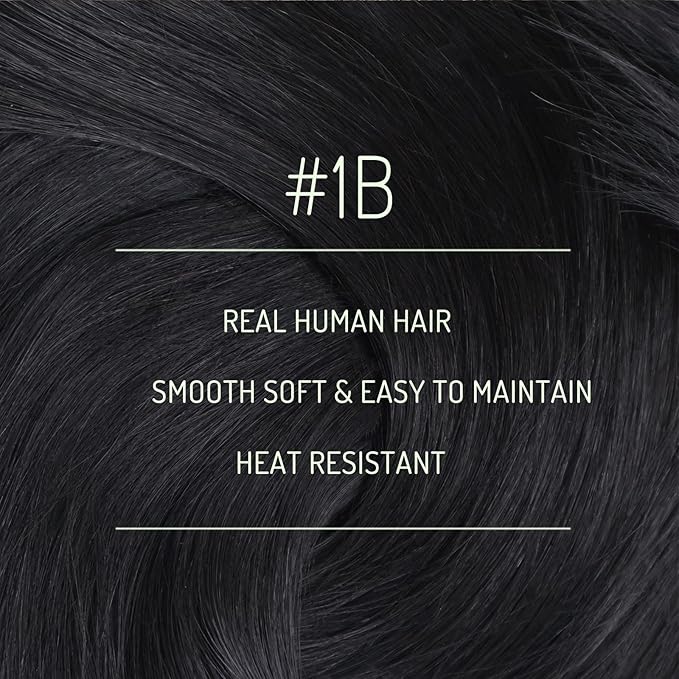 RUNATURE Clip in Hair Extensions Real Human Hair, Black Hair Extensions Clip Ins, Remy Natural Hair Extension for Black Women Straight Thick Hair 16 Inch 120g 7pcs #1B