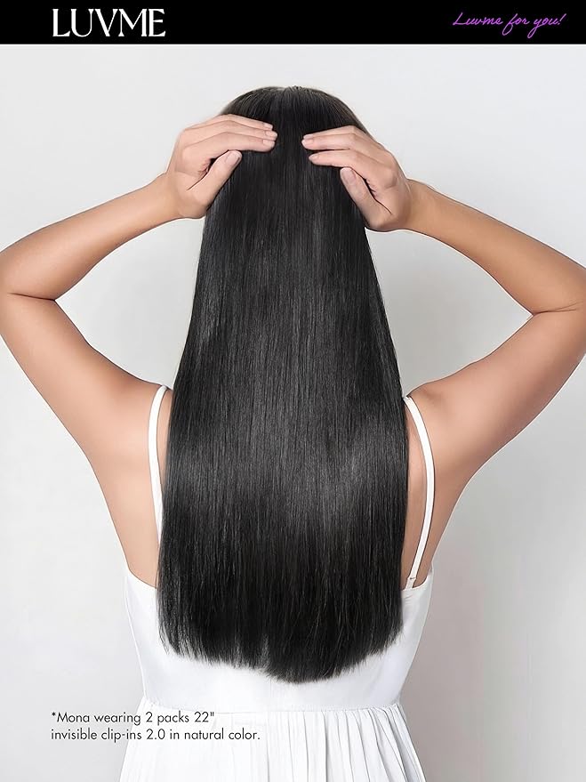 LUVME Straight Seamless 110g 7Pcs Clip in Hair Extensions Full Max with 16inch Remy Human Hair Extensions, Natural Black 100% Real Soft Human Hair