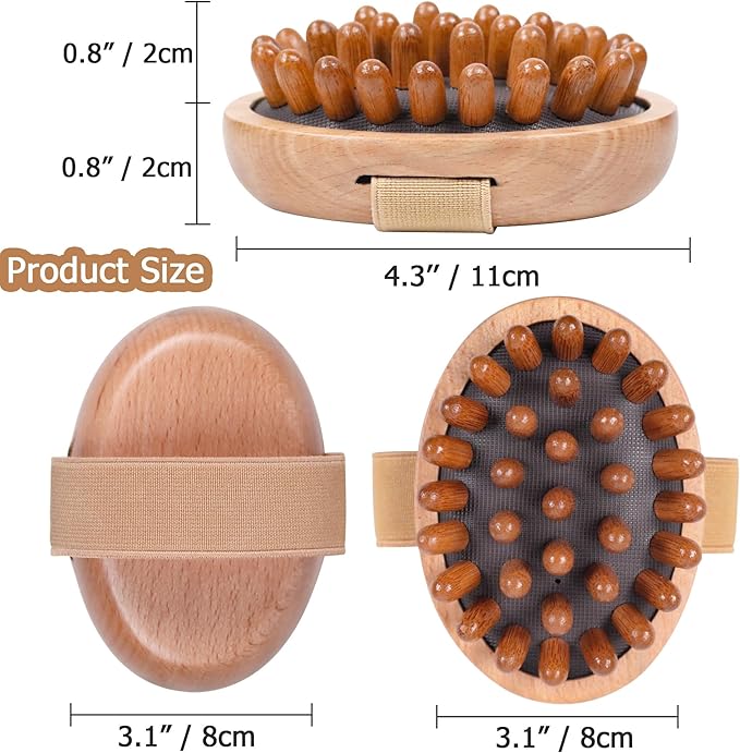 OWIIZI Wooden Scalp Brush Massage Body Tools, Wood Massager for Head Hair Growth Belly Fat Cellulite Multi Functional Air Cushion Massager for Men Women Elder