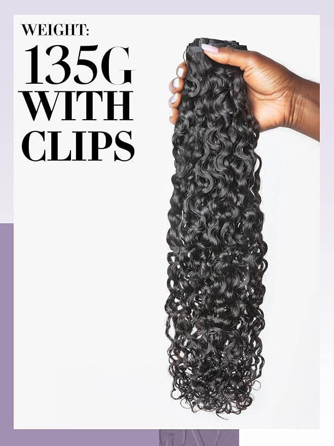 LUVME Burmese Curly Clip in Hair Extensions Real Human Hair Messy Curly Clip Ins Fullness with 1 Pack for Women Brazilian Remy Human Hair Natural Black 135g 18Inch