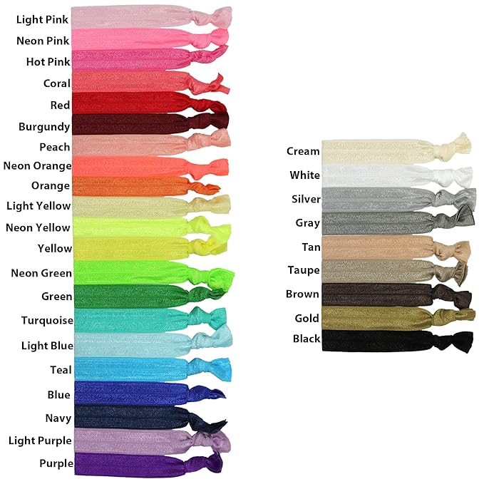 Kenz Laurenz Hair Ties Ponytail Holder Set No Crease Ribbon Bands - (Pack of 20) - Peach
