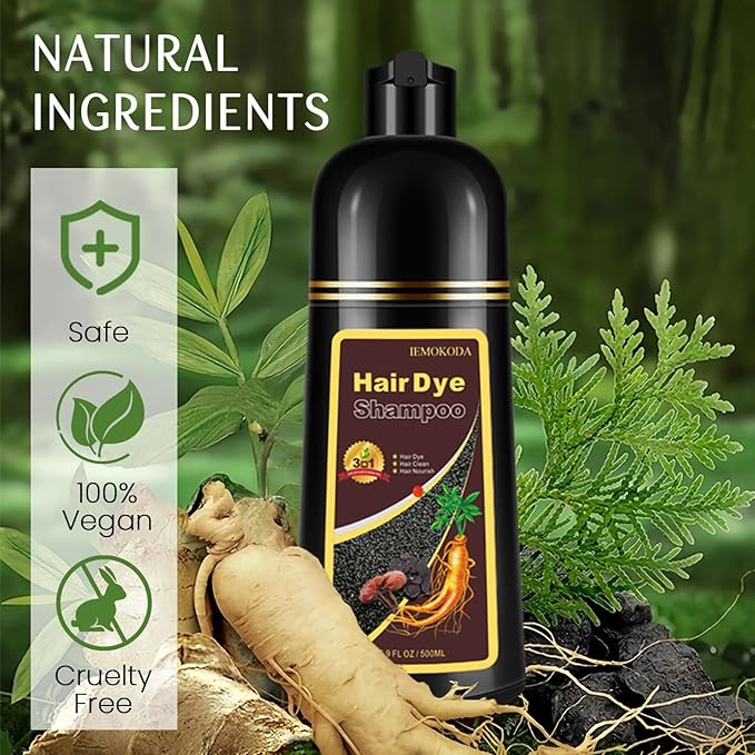 Silver Hair Dye Shampoo 3-in-1, Instant Natural Hair Color Treated Shampoo for Women Men Champu Para Canas Mujer Silver Gray, Lasting 3-4 Weeks & Easy to Use & All Hair Types & Root Touch Up, 500ml