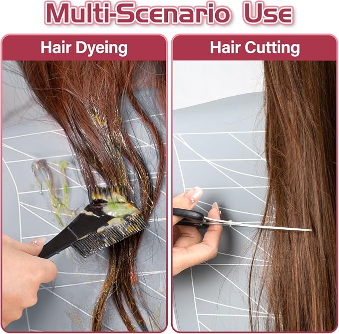 Ideal Swan Large Hair Cutting Cape, Waterproof Silicone Hair Dye Collar Neck Wrap Neck Guard with Guidelines Weighted, Cutting Cape for Salon Barber Stylist Haircut Hair Coloring & Perming Grey