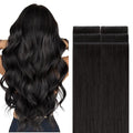 GOO GOO Invisi Edge Tape in Hair Extensions Human Hair, 1B Natural black, 6pcs 22inch 18g, Virgin Remy Hair, Seamless Injected Tape, Natural Look
