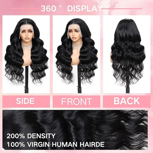 32 Inch 13x6 Body Wave Lace Front Wigs Human Hair 200 Density HD Transparent Lace Front Wigs for Black Women Glueless Frontal Wigs Human Hair Pre Plucked