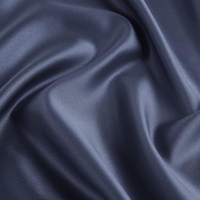 uxcell 2 Pack Silk Satin Pillowcase for Hair and Skin, Cool, Silky, Soft Breathable Pillow Cases Queen Size 20x30 Inch Sateen Pillowcase Navy with Envelope Closure