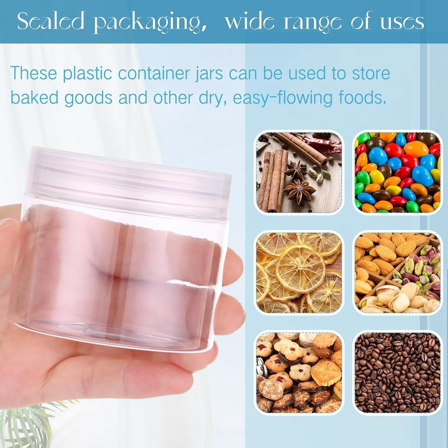 SATINIOR 100 Pcs Plastic Jars with Lids Small Containers Lids Wide Mouth Small Plastic Containers for Lotion Cream Rhinestones Body Butters Travel Storage(6 oz, Clear)