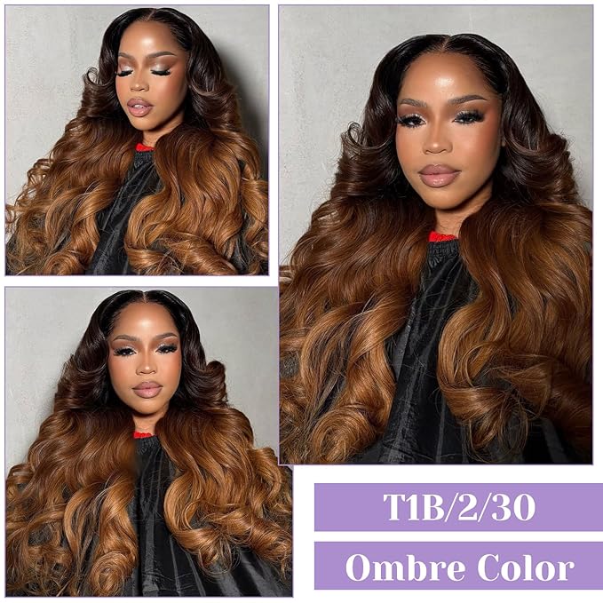 Ombre Body Wave 5x5 Lace Closure Chestnut BrownT1B/2/30 5x5 Body Wave Lace Closure 100% Real Human Hair 14 Inch 150% Density