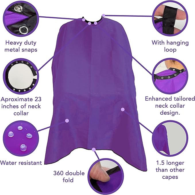 Allegro Combs Cutting Capes Adjustable 46X60 In. One-Size-Fits-All Stainless Steel Snap Buttons