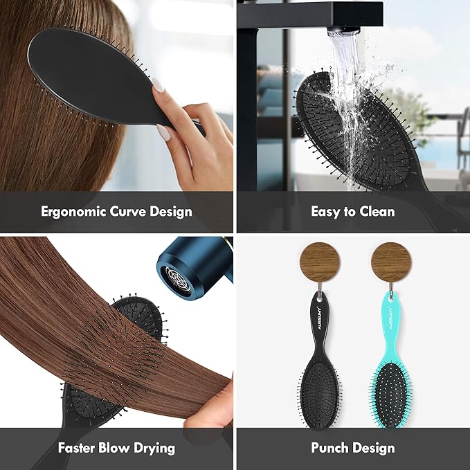 Air Cushion Detangling Hair Brush - 2 Pack Detangler Hairbrush with Ultra Soft Bristles for Effortless Tangle Removal - For Wet Dry Damaged Curly Hair for Women Men Boys Girls Kids - Black & Green