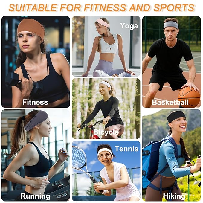 Wide Hairbands for Women Non Slip Workout Yoga Head Bands for Yoga Soft Sweat Headbands for Women's Hair Womens Solid Head Bands Hair Accessories