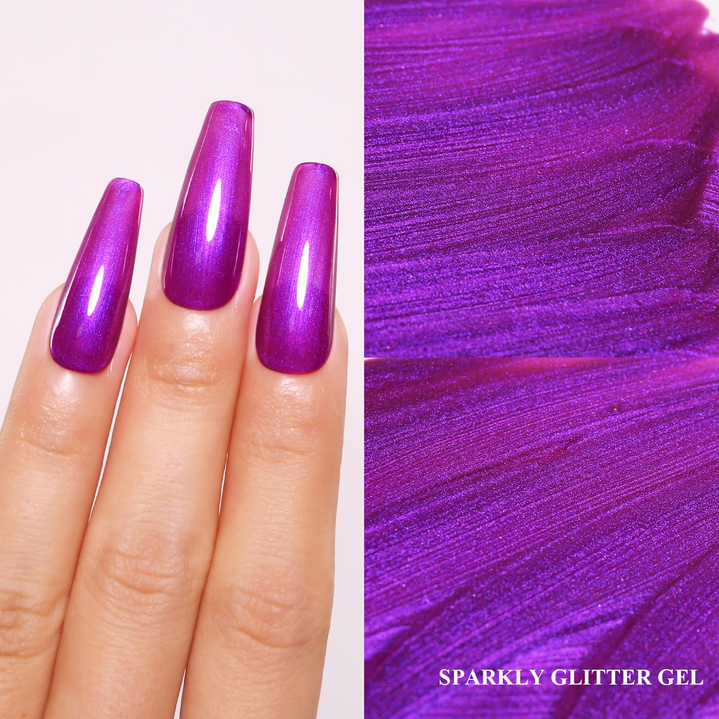 Imtiti Pearl Gel Nail Polish, Rose Purple Glitter Pearl Gel Polish Diamond Shimmer Sparkle Soak Off UV LED Nail Gel Polish Autumn Winter Gel Polish Manicure Gel Nail Kit 10ML