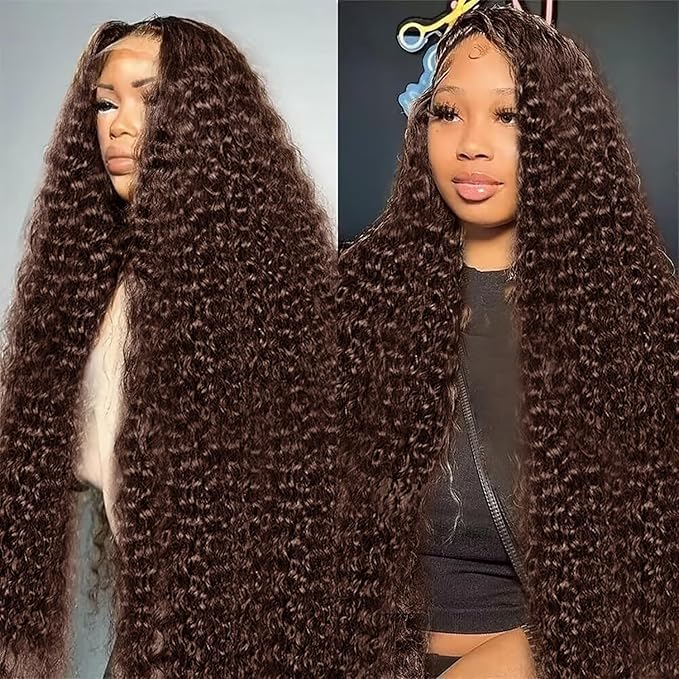 250% Density Deep Wave Human Hair Wig 13x6 Mongolian Lace Front Deep Curly Lace Front Wigs Human Hair Pre Plucked Deep Wave Frontal wig For Black Women Full And Thick (30 Inch, 13x6 Wig)