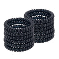 Spiral Hair Ties (Thin Black, 12 Pcs) - Plastic Spiral Coil Ponytail Holders for Women, No Crease Phone Cord Ties for All Hair Types