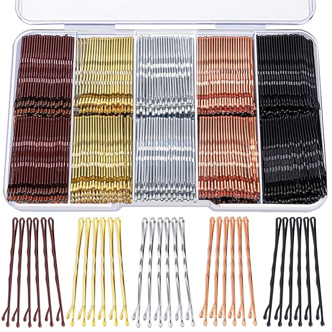 Teenitor Bobby Pins, 250 Pcs 2Inch Bobby Pins Bulk for Women Girls, Silver, Black, Blonde, Brown - Secure Hold, Hair Pins with Storage Box, All Hair Types