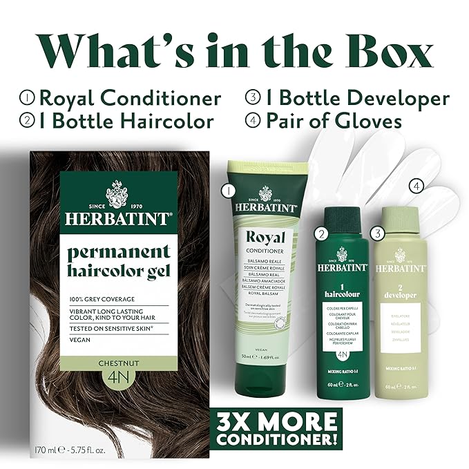 Herbatint Permanent Hair Dye For Women - 6D Dark Golden Blonde - For Up To 100% Gray Coverage of Resistant Gray Hair - Ammonia-Free, Alcohol-Free & Vegan - Salon Influenced Hair Color 5.75 fl oz