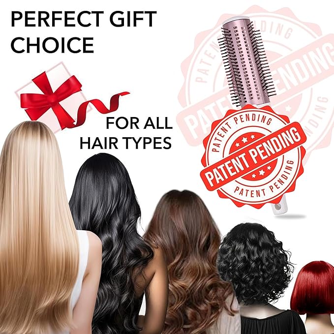Curly Hair Brush Detangler Comb - Self Cleaning Hair Brushes for Women - Roller Retractable Travel Hairbrush - Rose Gold White Christmas Gifts