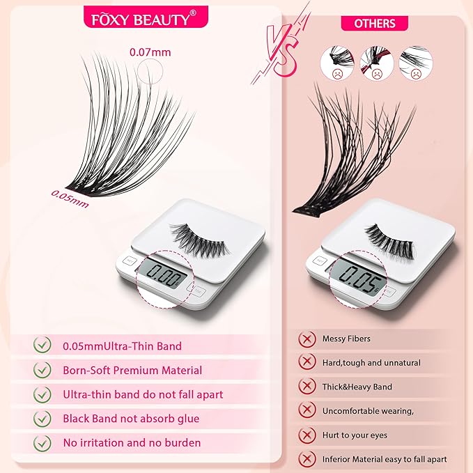 Lash Clusters - Lash Clusters Kit Lash Extension Kit with Lash Bond and Seal Cluster Eyelash Extensions Eyelash Clusters 20D30D40D50D-0.07D Lashes Clusters Eyelash Extension Kit DIY at Home Eyelashes