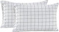 Lane Linen 100% Organic Cotton Pillow Cases Standard Size Set of 2 (20"x26") - Cotton Pillowcases Standard Size - Soft Pillow Cases Set of 2 - Standard Pillow Case Pack of 2 - Windowpane Charcoal