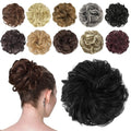 FESHFEN Messy Bun Hair Piece - Elastic Wavy Curly Hair Bun Scrunchies Extensions Synthetic Chignon Hairpieces for Women Girls, Natural Black 1.5 oz