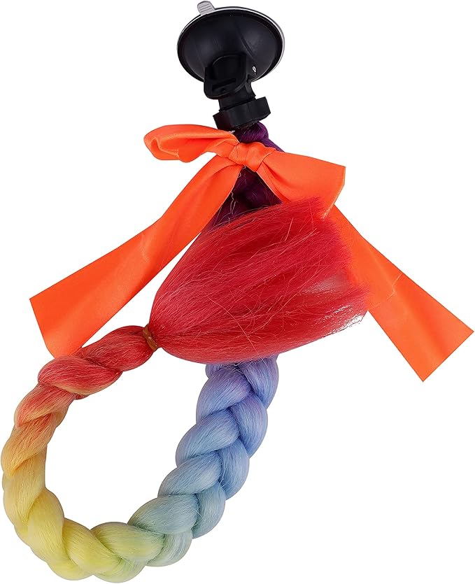 SEGO 1PCS/2PCS Helmet Pigtail Braids with Detachable Suction Cup Bowknot Ponytail Hair Many Colors (Helmet not Included)