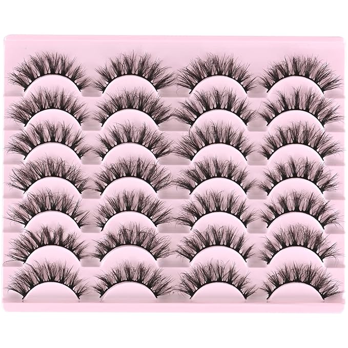 FARRED Lashes Natural Eyelashes Wispy Cat Eye False Lashes Fluffy Fake Eyelash Natural Look 14 Pairs Short Faux Mink Strip Eye Lash Pack for MUA and Beginners Daily Makeup (F4 | 9-16mm)