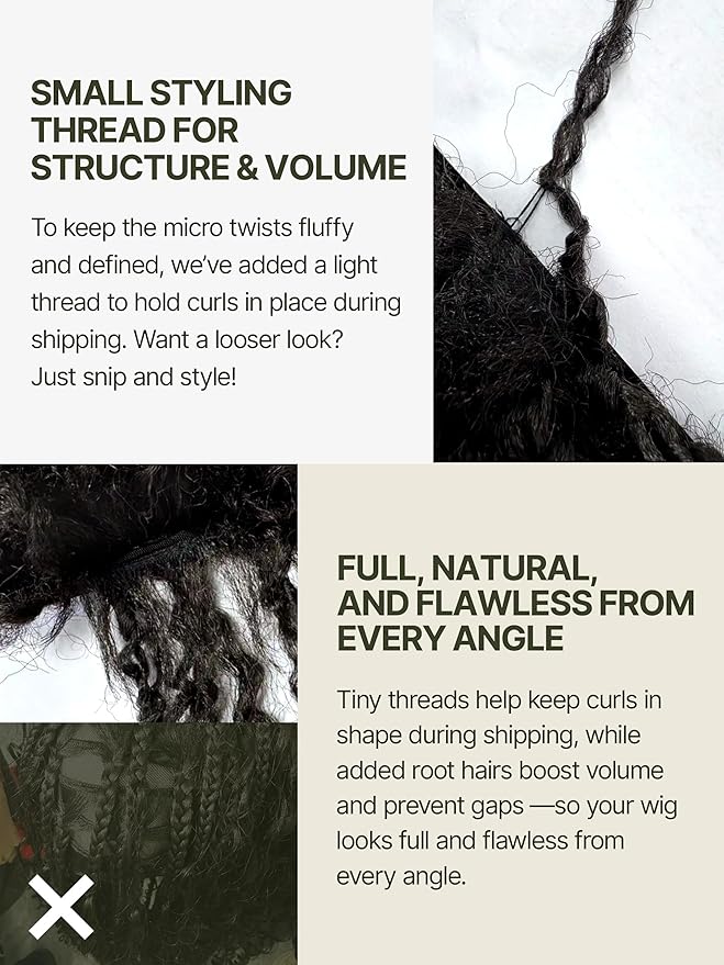 Frodio Veralux Fiber 12'' Synthetic 11X4 Lace Frontal Wig 200% Density Micro Twist Curly Wigs 11X4 Closure HD Lace Dreadlock Wig Glueless Wigs Natural Black Ready to Go Wig for Women