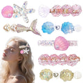 7PCS Iridescent Ocean Hair Clip Set - Mermaid Tail, Starfish, Seashell Designs with Pearl Accents, Beachy Hair Accessories for Vacations, Pool Parties & Summer Styling