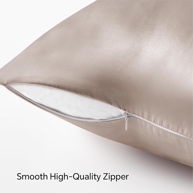 BEDELITE Satin Pillowcase with Zipper 2 Pack, Rose Taupe Pillow Cases Standard Size, Super Soft and Cooling Similar to Silk Pillow Cases, Gift for Women Men(20x26 Inches)