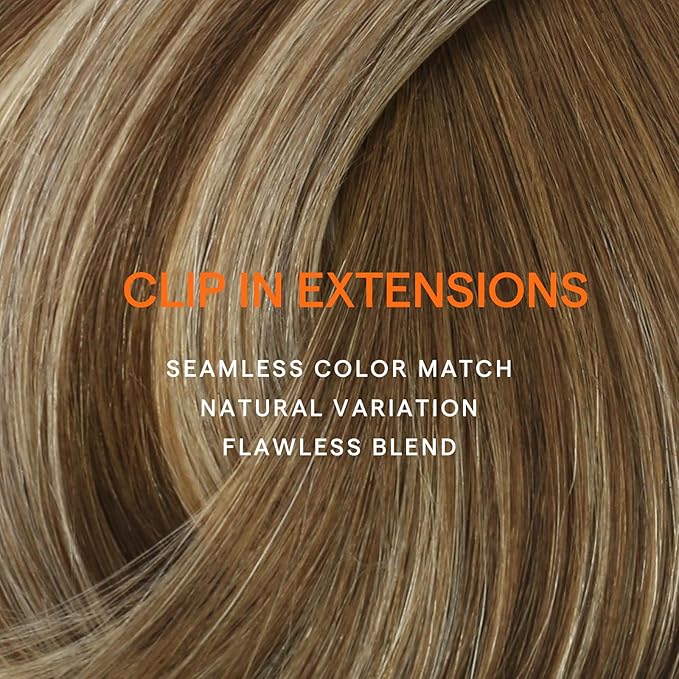 Full Shine 24 Inch Real Hair Extensions Clip in Human Hair for Long Hair Brown Roots Honey Blonde Remy Clip in Hair Extensions Double Weft Invisible Straight 7 Pcs 120 G