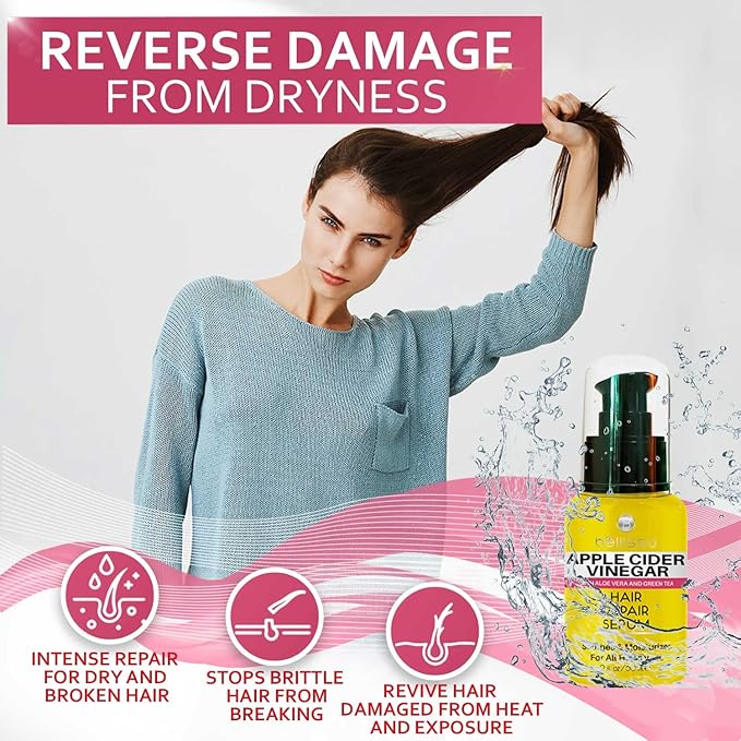 Apple Cider Vinegar Hair Serum Oil - Anti Frizz Styling Product to Stop Flaky and Itchy Scalp - Repair Treatment for Dry and Damaged Hair - Intense Moisturizer for Women and Men – For All Hair Types
