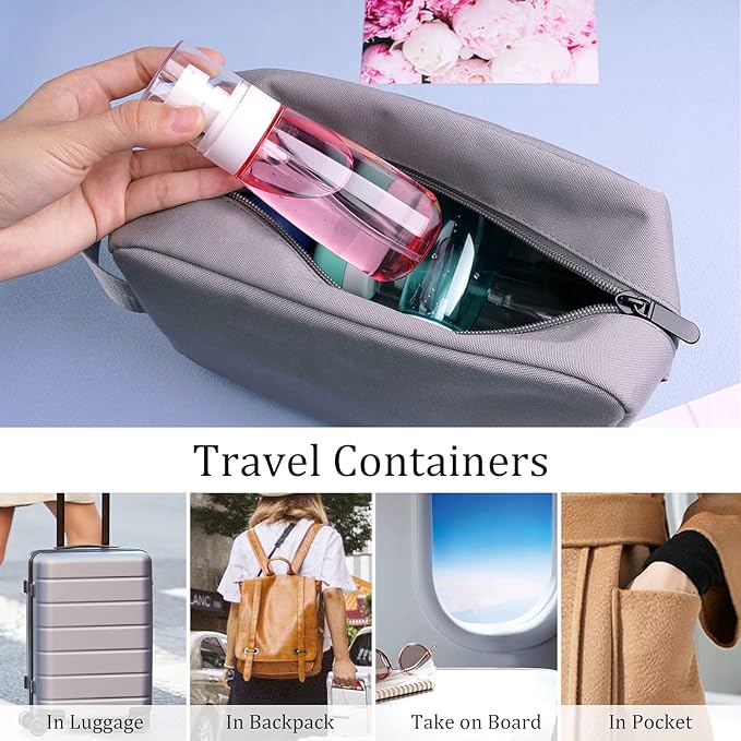 Cosywell Fine Mist Spray Bottle TSA Approved 3.4oz/ 100ml Empty Cosmetic Refillable Travel Containers Plastic Hair Spray Bottle Sprayer for Perfume Skincare Makeup Lotion (3color)