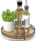 10" Lazy Susan Oak Wood Turntable Organizer for Cabinet, Round Wooden Farmhouse Lazy Susan Organization and Storage for Dining Table, Pantry, Kitchen, Countertop, Cupboard,Home Decor