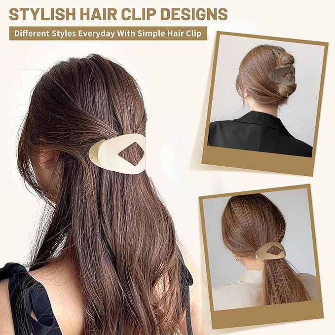 Flat Hair Clips for Women, 6 PCS Flat Claw Clips for Women, Duckbill Hair Clips for Girls, Strong No-Slip Grip Hair Clip for Thick Thin Curly Hair (Neutral Colors)