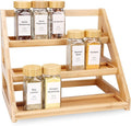 3-Tier Natural Bamboo Spice Rack Organizer - for Kitchen Cabinets, Countertops & Pantries - Space-Saving Tiered Shelf