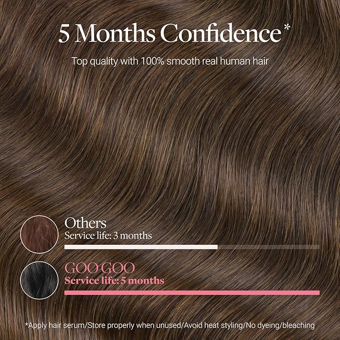 GOO GOO Tape in Hair Extensions Human Hair, 4A Chocolate Brown, 4cm Wide Tape, 18inch 20pcs 80g, Real Human Hair, Seamless Tape in, Instant Length&Volume