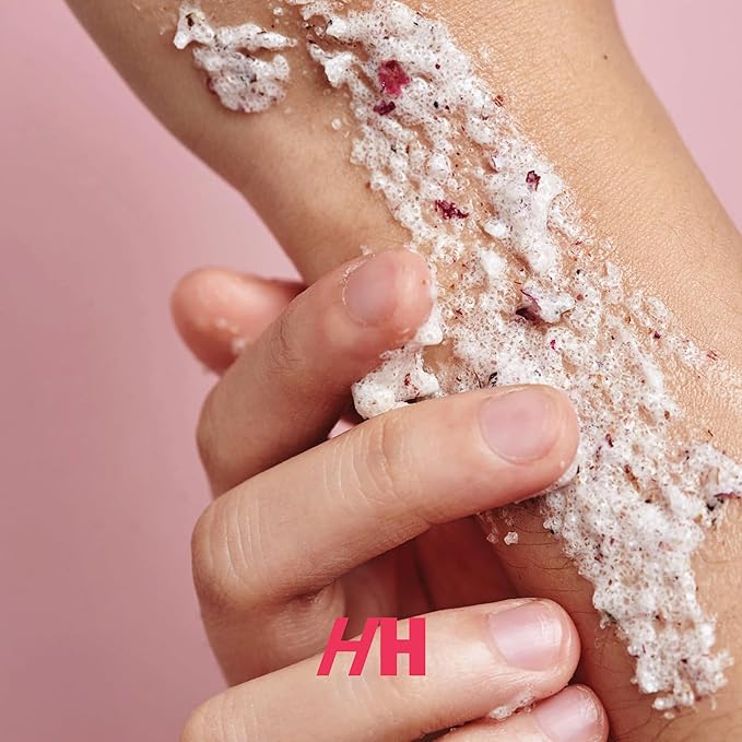 Rose Petal Scrub Foot & Body Exfoliator Infused with Vitamin E and Rose Natural Exfoliating Sugar Body Scrub for Toning Cellulite Skin Care by Handmade Heroes