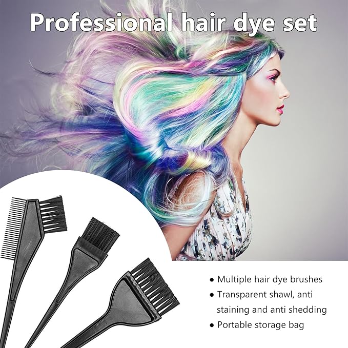 28 Pcs Hair Dye Coloring Kit,Hair Dye Tools for DIY Salon.Hair Dye Brush and Bowl Set, with Dye Brush/Ear Cover/Gloves/Comb/Hairpin/Hair Coloring Cape(Black)