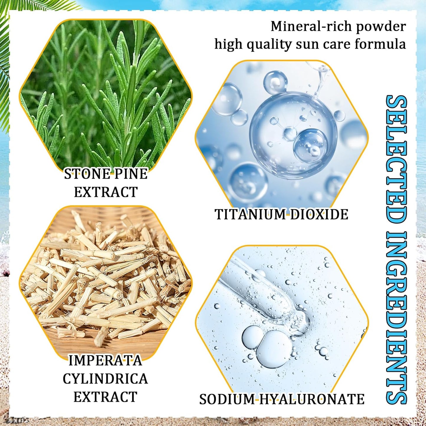 Mineral Face Sunscreen Setting Powder,Lasting Oil Control Lightweight Powder Sunscreen with SPF50+,Loose Waterproof Brush on Sun Screen Makeup for All Skin Types