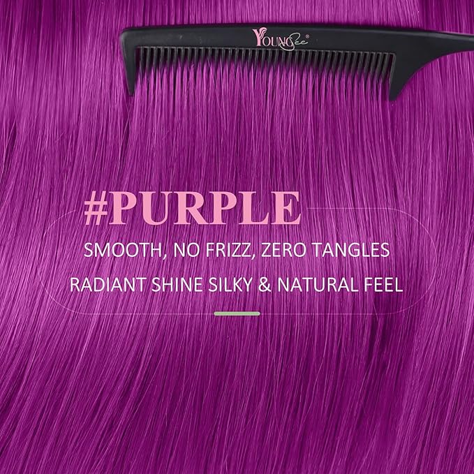 YoungSee Invisible Tape in Hair Extensions Purple Hair Extensions Tape in Colored 25g 10pcs Tape Extension Real Human Hair Purple 20Inch for Girls Party Remy-Hair