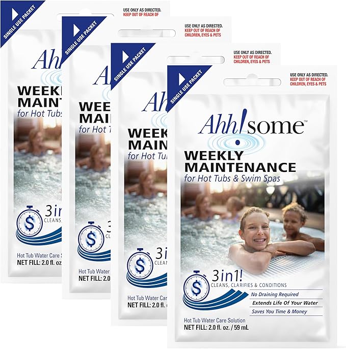 Triple-Action 3-in-1 Weekly Hot Tub Cleaner, Conditioner & Clarifier – Hot Tub Chemicals for Crystal Clear Water – Works on All Hot Tubs & Inflatable Spas – Made in USA – Veteran-Owned (26 Weeks Kit)