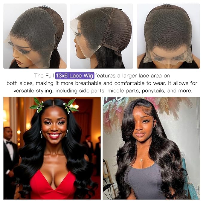 Lemoda Full 13x6 Lace Frontal Virgin Human Hair Wigs 15A Body Wave Full 13x6 HD Transparent Lace Front Wigs 210% 20Inch Brazilian Pre Plucked With Baby Hair