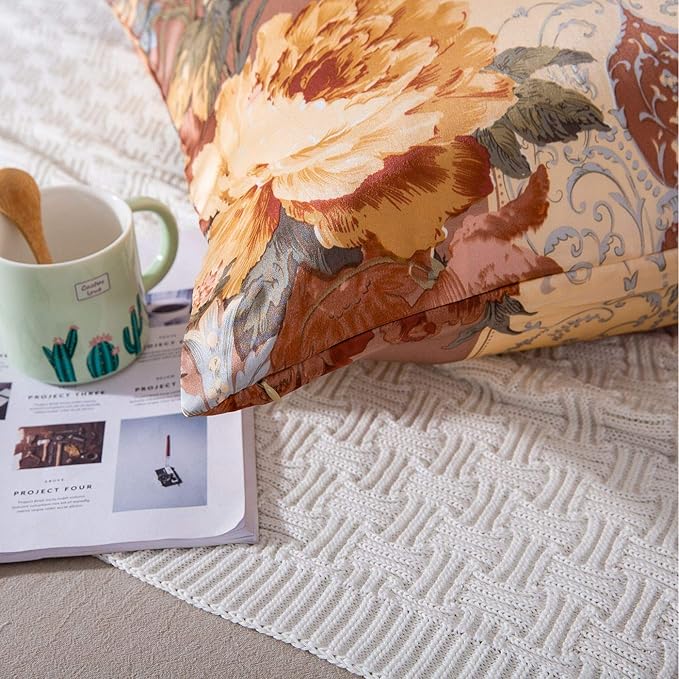 SLPBABY Silk Pillowcase for Hair and Skin with Hidden Zipper Print (Queen, Pattern18)