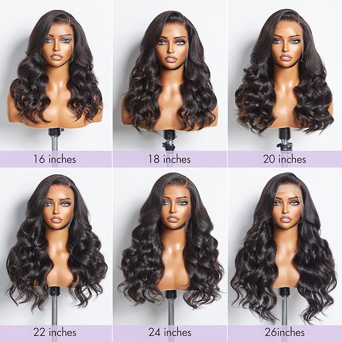 LUVME HAIR 22'' Loose Body Wave 360 Lace Frontal Wigs Human Hair Lace Glueless Human Hair Wig Pre Plucked Long Black Body Wave Wig